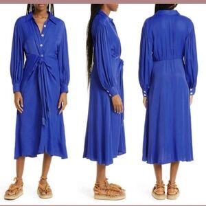FARM Rio Blue Longsleeve Beaded Dress